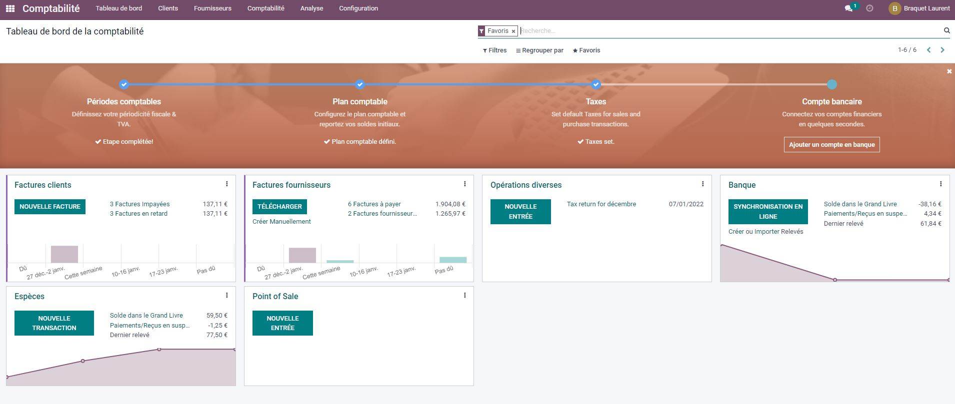 Odoo comptabilité (Tableau de bord)