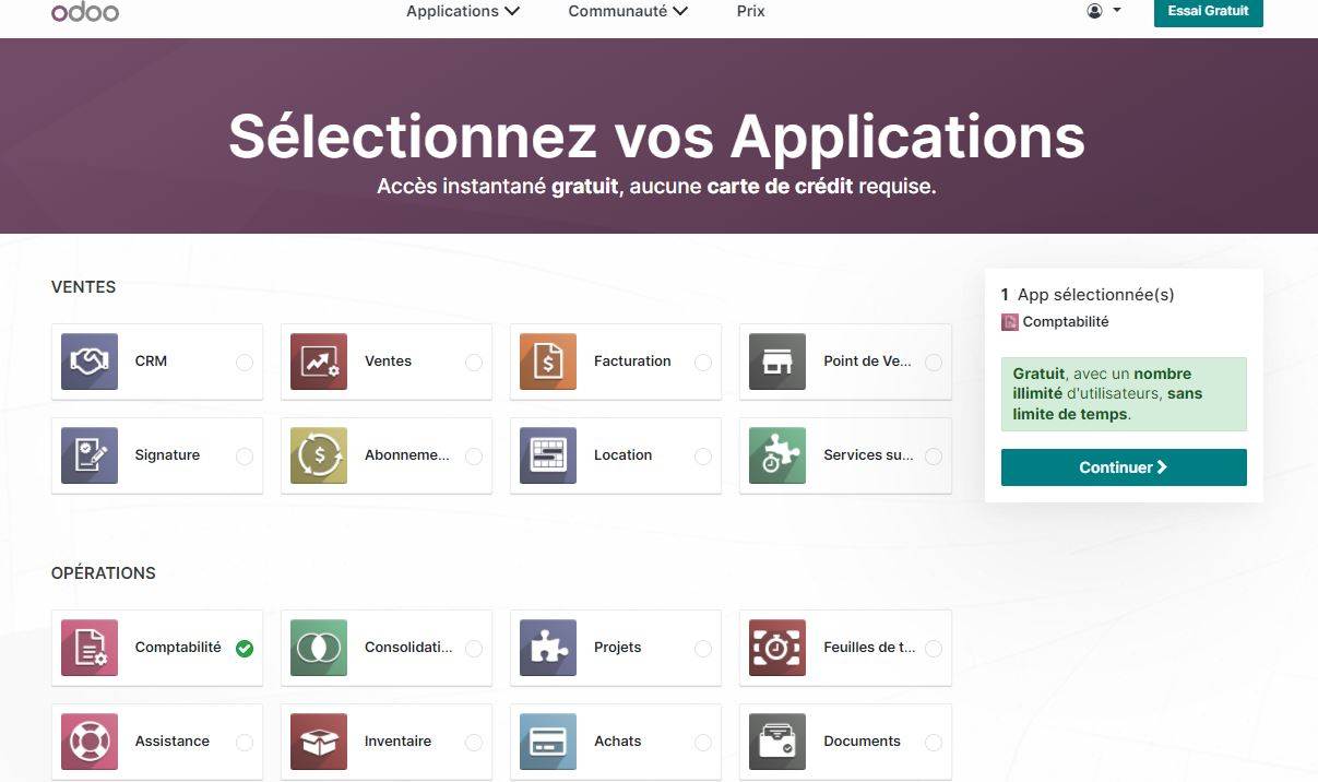 Odoo comptabilité gratuit