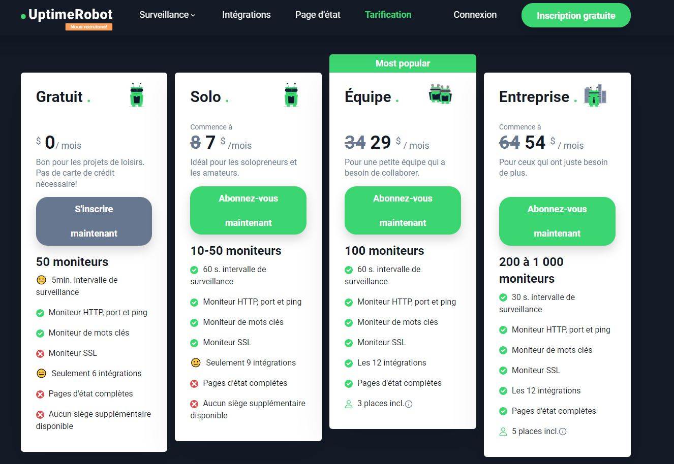 Uptime robot tarif